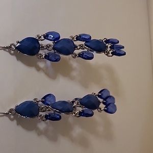 Earrings - Blue Beaded Teardrop Dangled Earrings